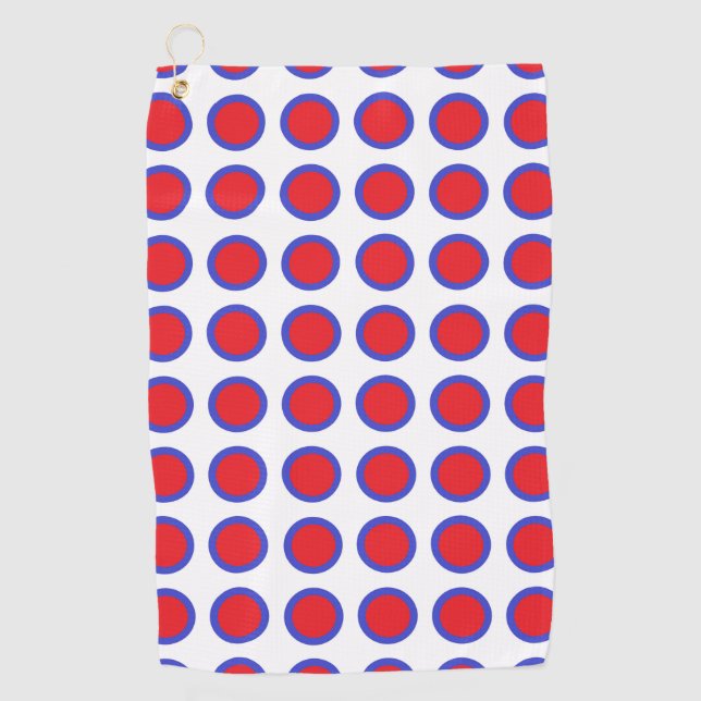 Serviette De Golf Pois rouge et bleu blanc (Devant)