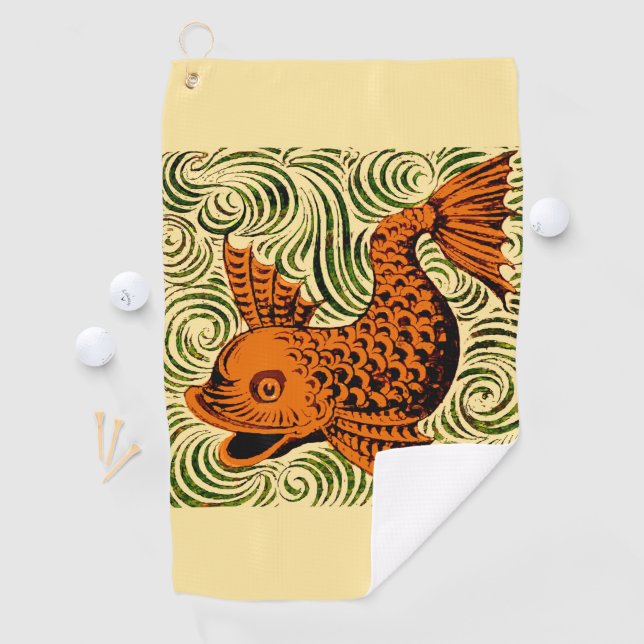 Serviette De Golf Poisson Antique Carrelage Ancien art (En situation)