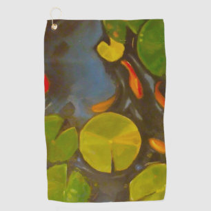 Serviette De Golf Poisson D'Or Koi Pond Water Lys