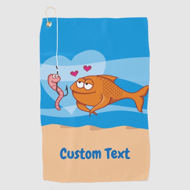 Serviette De Golf Poisson et appât en amour (Devant)