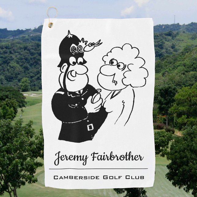 Serviette De Golf Policier a un casque de coucou (Créateur téléchargé)