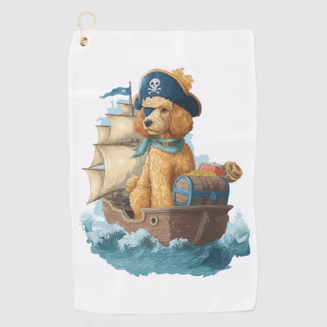 Serviette De Golf Poodle Pirate � Drôle de chien de mer (Devant)