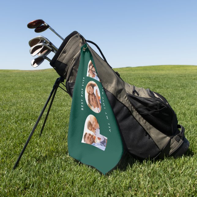 Serviette De Golf Pop multi photo moderne typographie verte (Vert)