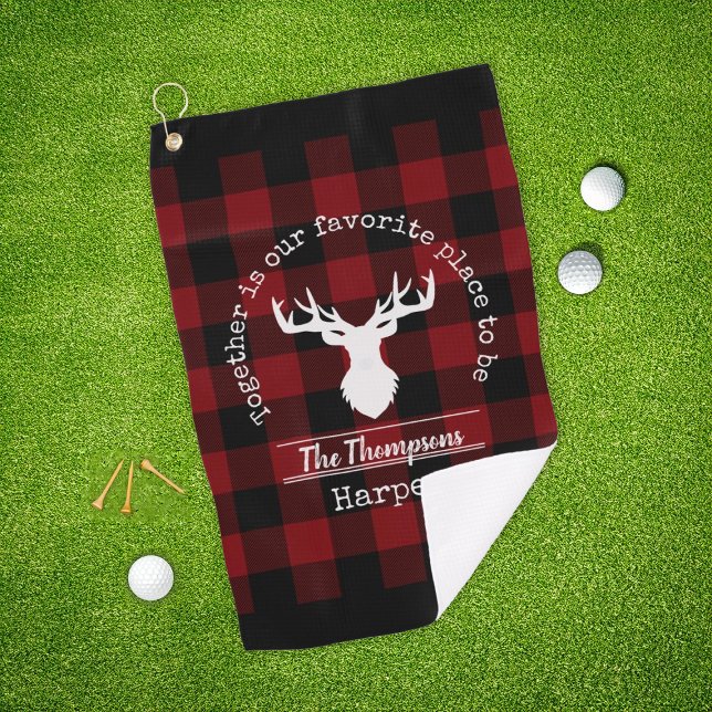 Serviette De Golf Porte-bisons rouge et noir personnalisé (Créateur téléchargé)