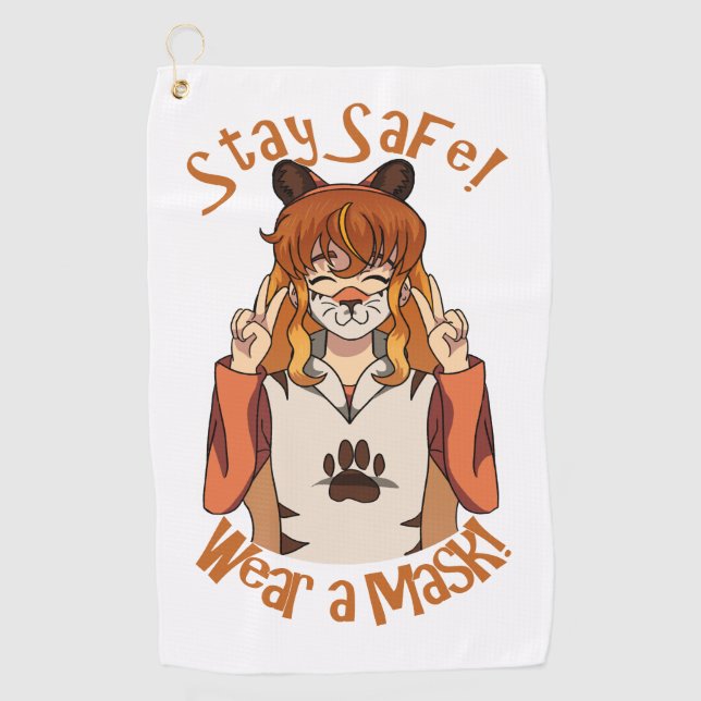 Serviette De Golf Portez un Masque ! (Devant)