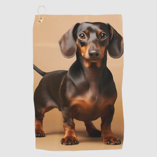 Serviette De Golf Portrait D'Un Dachshund (Devant)