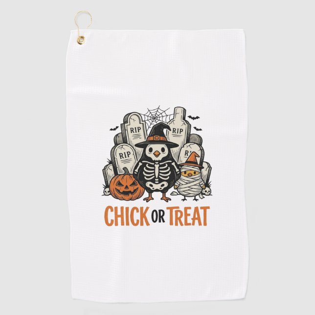 Serviette De Golf Poulet drôle ou traitement Halloween poulet graphi (Devant)