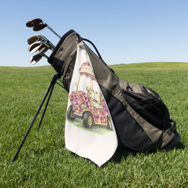Serviette de golf pour chariot cadeau floral (Vert)