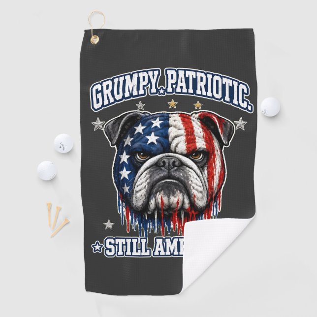 Serviette de golf pour le 14 juillet avec Bulldog  (En situation)