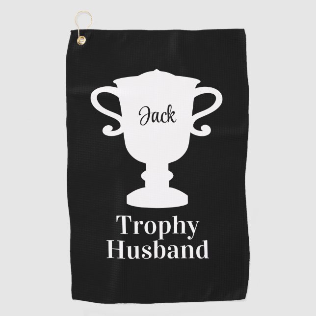 Serviette de golf pour mari trophée avec nom perso (Devant)