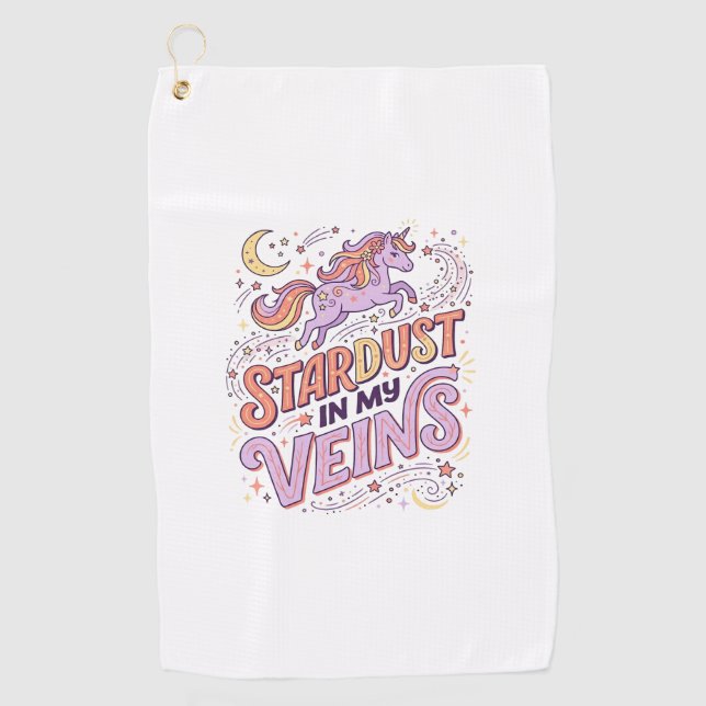 Serviette De Golf Poussière d'étoile de licorne dans mes veines conc (Devant)