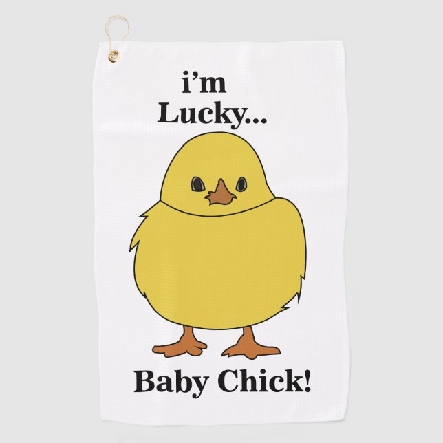 Serviette De Golf Poussins Je Suis Chanceux Bébé Poussin (Devant)