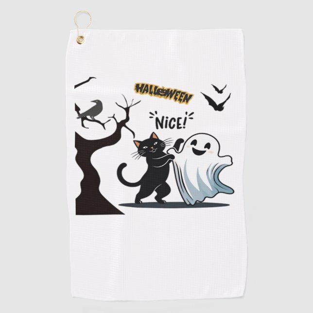 Serviette De Golf Préparez-vous à une fête d'Halloween niçois tactil (Devant)