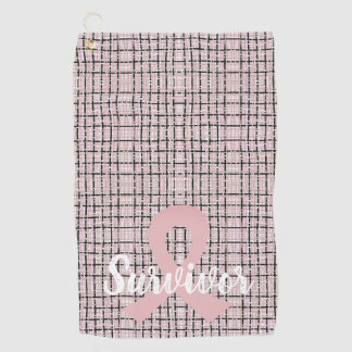 Serviette De Golf Preppy Pink Tweed Cancer du sein Survivant
