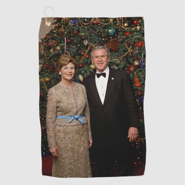 Serviette De Golf Président George Bush, Laura Christmas Maison Blan (Devant)
