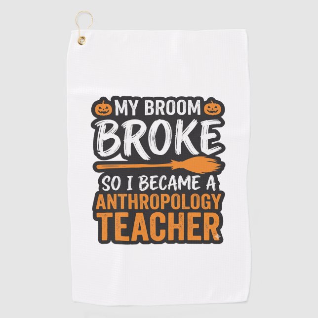 Serviette De Golf Professeur d'anthropologie Balai d'Halloween Cassé (Devant)