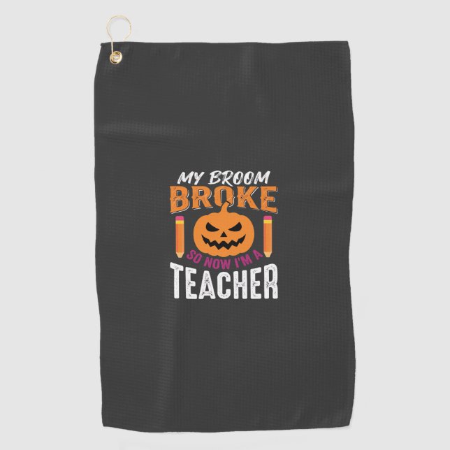 Serviette De Golf Professeur d'Halloween Balai Cassa Citrouille Conc (Devant)