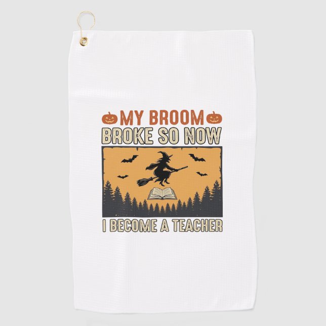 Serviette De Golf Professeur d'Halloween Balai Cassa Conception Vint (Devant)