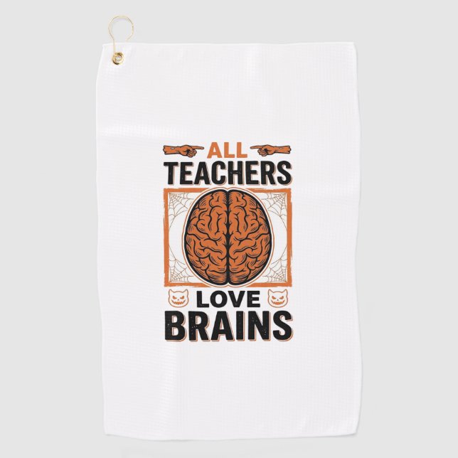 Serviette De Golf Professeur Drôle Halloween Cerveaux Graphique Vint (Devant)