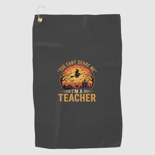 Serviette De Golf Professeur Halloween Sorcière Chat Design (Devant)
