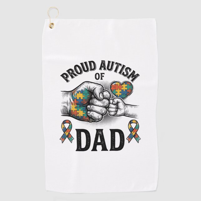 Serviette De Golf Proud Autism Dad Vintage Engraving Awareness Shirt (Devant)