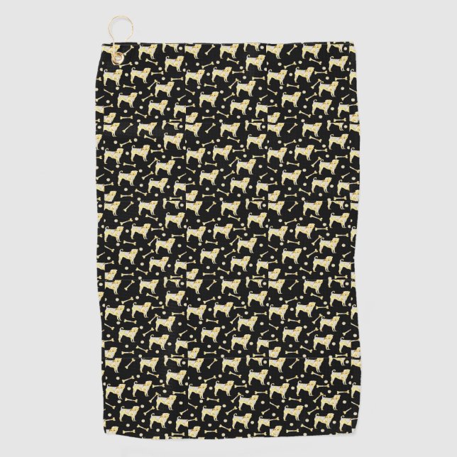 SERVIETTE DE GOLF PUG BLING (Devant)