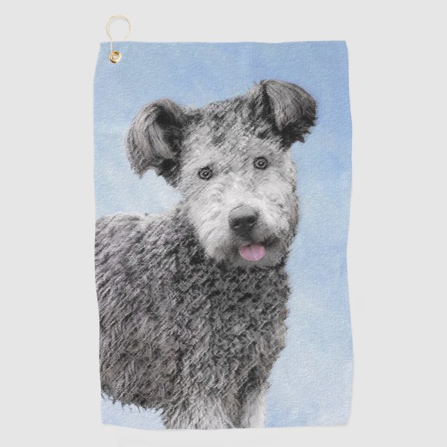 Serviette De Golf Pumi Peinture - Cute Original Chien Art (Devant)
