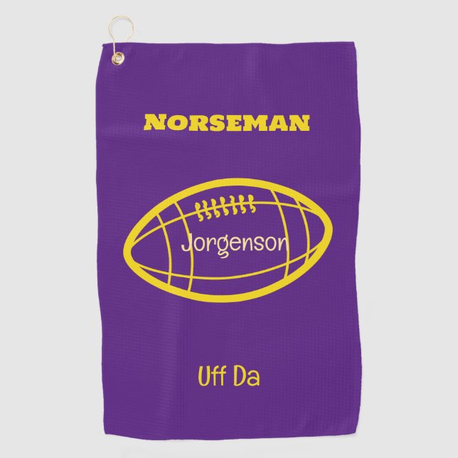Serviette De Golf Purple Gold Norseman Custom Uff Da (Devant)