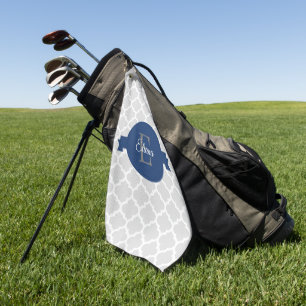Serviette De Golf Quatrefoil bleu personnalisé