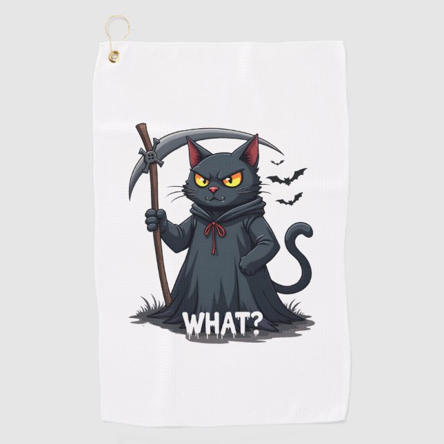 Serviette De Golf Quel Chat Chat Noir Halloween Chat Effrayant Chat  (Devant)