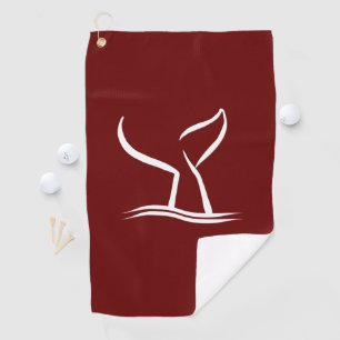 Serviette De Golf Queue de baleine blanche Rouge foncé
