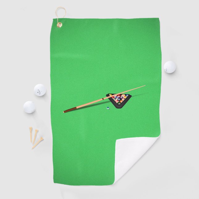 Serviette De Golf Queue de billard et boules de billard (En situation)