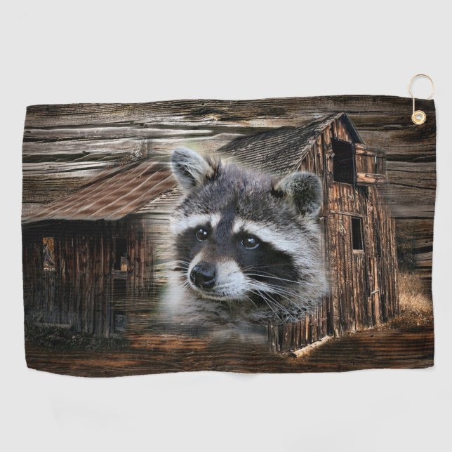 Serviette De Golf Raccoon À L'Ancienne Grange (Horizontal)