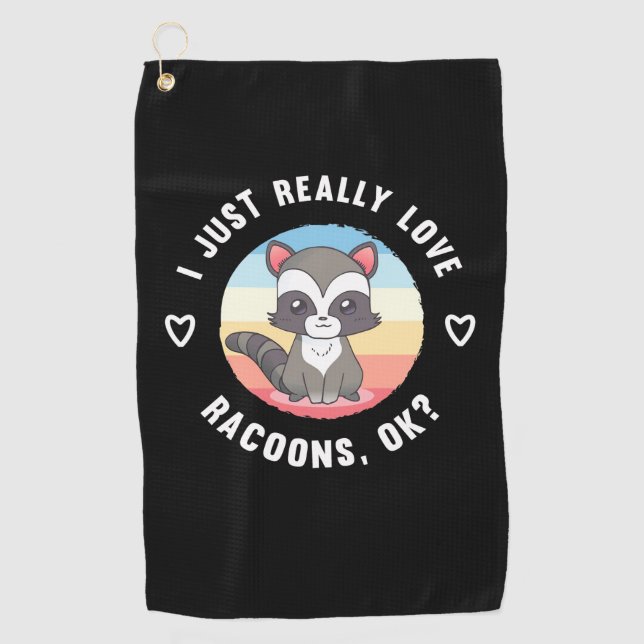 Serviette De Golf Raccoon Lover J'Aime Vraiment Les Raccoons (Devant)