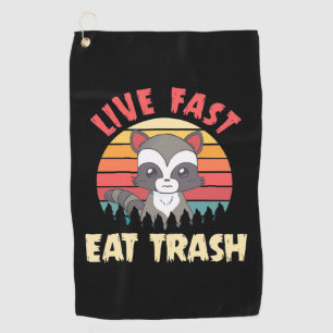 Serviette De Golf Raccoon Lover Live Fast Eat Trump