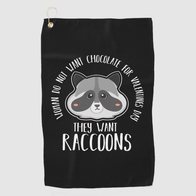 Serviette De Golf Raccoon Lover Raccoon For Valentines Day (Devant)