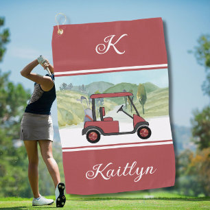 Serviette De Golf Radiant en rouge chariot de golf gal monogramme no
