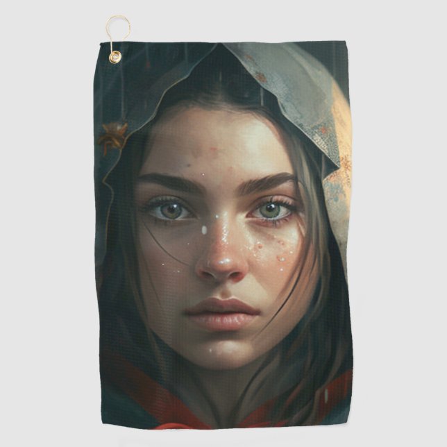 Serviette De Golf Rain hood girl (Devant)