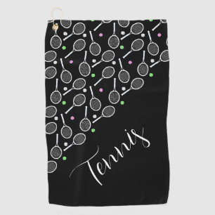 Serviette De Golf Raquettes et balles de tennis Noir Personnalisé
