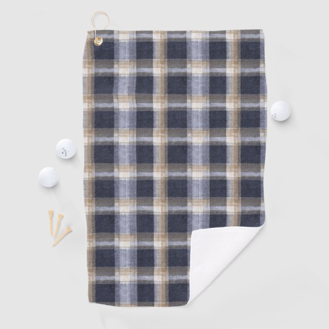 Serviette De Golf Rayures à carreaux crème bleu (En situation)