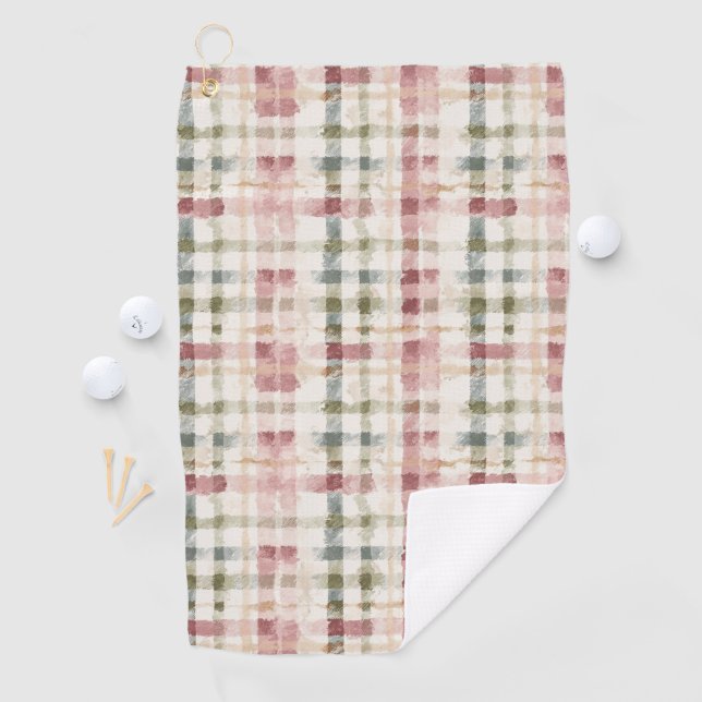 Serviette De Golf Rayures à carreaux rouge crème  (En situation)