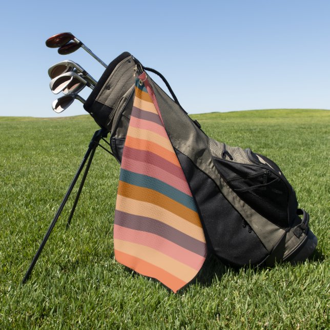 Serviette De Golf Rayures Aquarelle Coucher de Soleil (Vert)