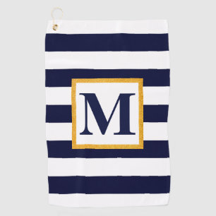 Serviette De Golf Rayures blanches et bleues