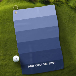 Serviette De Golf Rayures Bleues Rétro avec Nom Sans Serif Simple