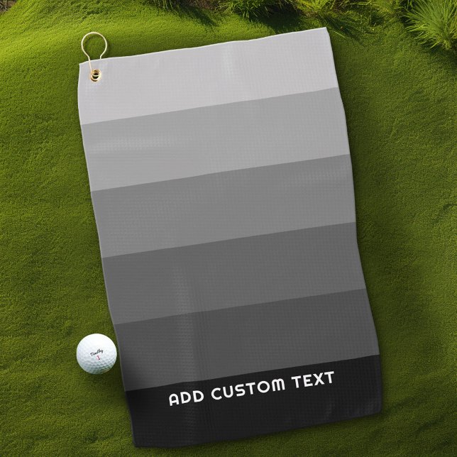 Serviette De Golf Rayures grises rétro avec nom Simple Sans Serif (Custom Golf Towel)