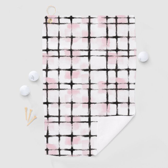 Serviette De Golf Rayures noires roses   (En situation)
