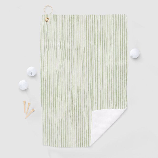 Serviette De Golf Rayures Vertes Blanches (En situation)