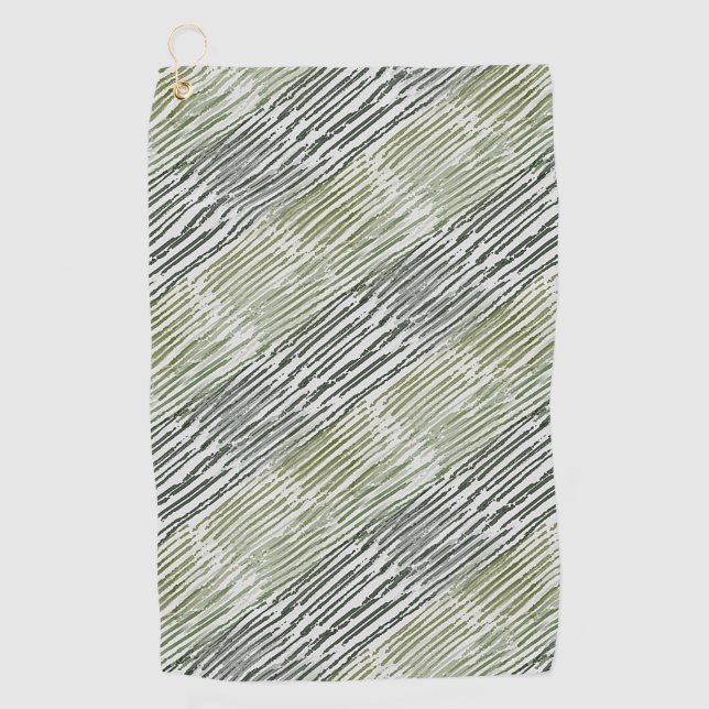 Serviette De Golf Rayures Vertes Tribales Motif Abstrait  (Devant)