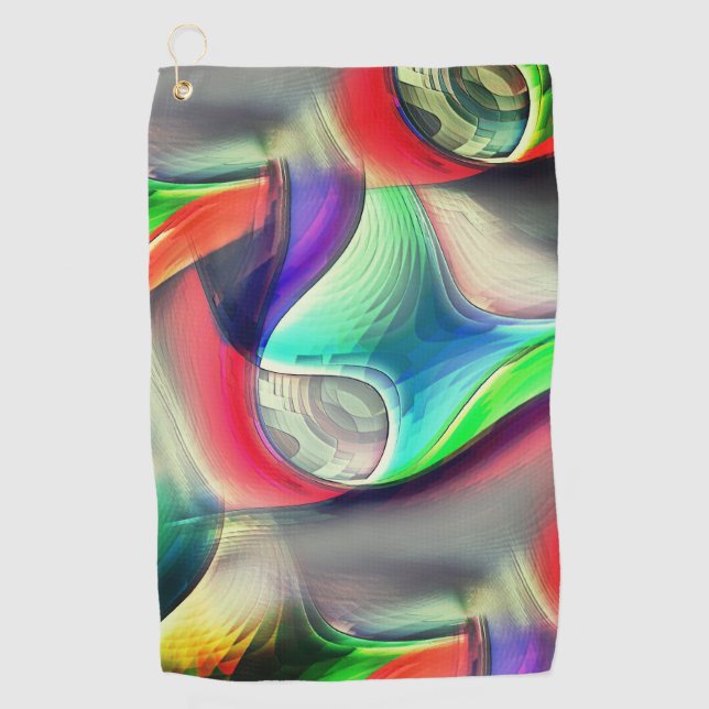 Serviette De Golf Recyclage des armures métalliques psychédéliques v (Devant)