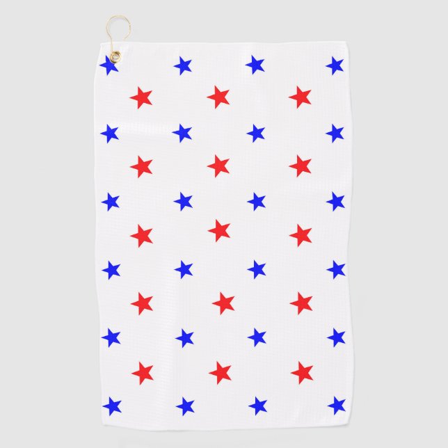 Serviette De Golf Red and Blue Stars - Starry Sky Motif (Devant)